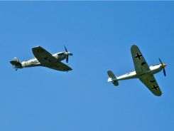 Supermarine Spitfire Mk LF Vb and Hispano HA-1112-M1L (Messerschmitt Bf-109) Buchon Supermarine Spitfire Mk LF Vb and Hispano HA-1112-M1L (Messerschmitt Bf-109) Buchon