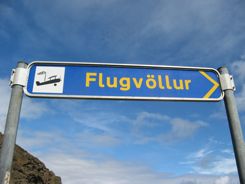 Flugvollur signs lead to all kinds of small airports in Iceland