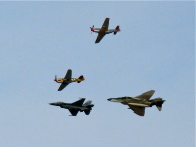 Finally got a decent shot.  From the top, clockwise, P-40 Warhawk, F-4 Phantom, F-16 Fighting Falcon, P-51 Mustang... Whew!
